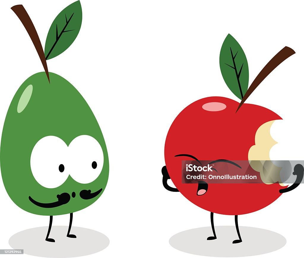 Manzana y de pera - arte vectorial de Alimentos con una mordida libre de derechos