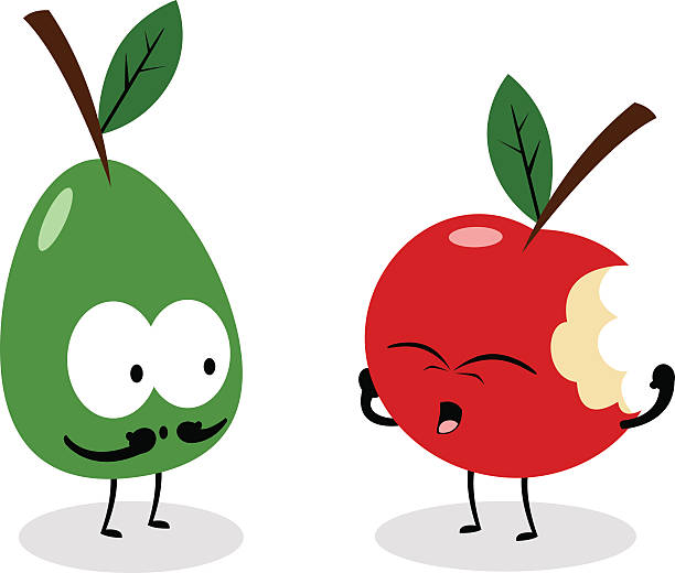 jabłko i gruszki - apple biting missing bite red stock illustrations