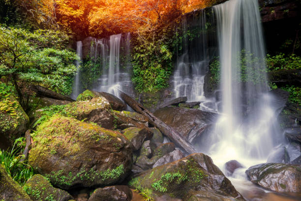 istock Waterfall scene at Rom Klao Pharadon Waterfalls in rainforest  Thailand. 1212932090