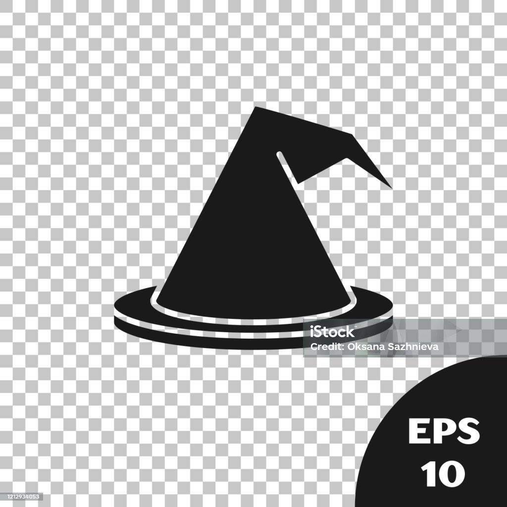 Black Witch Hat Icon Isolated On Transparent Background Happy Halloween  Party Vector Illustration Stock Illustration - Download Image Now - iStock
