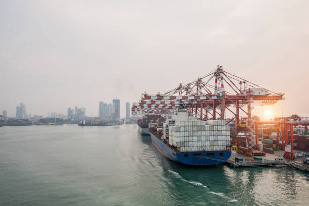 Container port and container ship transportation at Colombo.