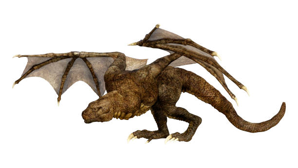 istock 3D illustration fantasy dragon on white 1212936327