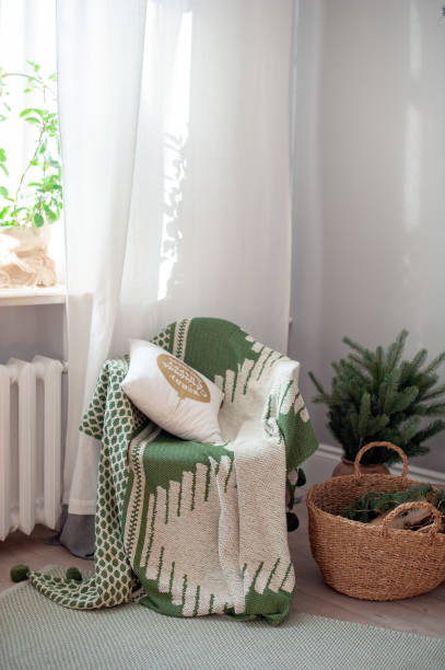 istock Bedspread chair and pillow 1212938409