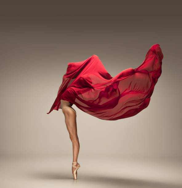 istock Young graceful tender ballerina on grey studio background 1212939446