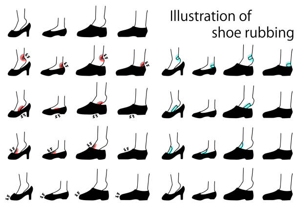 ilustraciones, imágenes clip art, dibujos animados e iconos de stock de conjunto de ilustración vectorial de roce de zapato (color)1 - butterfly bandage