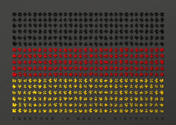 3D Rendering of puzzle pieces distanced away from each other making up a flag.