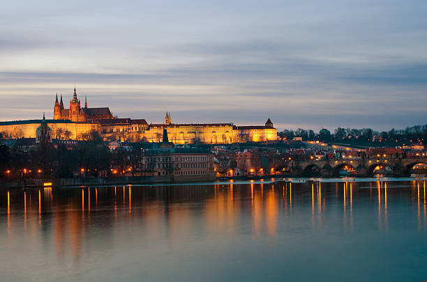 istock Sunset Vltava River, Charles Bridge and Prague Castle, Bohemia 121294062