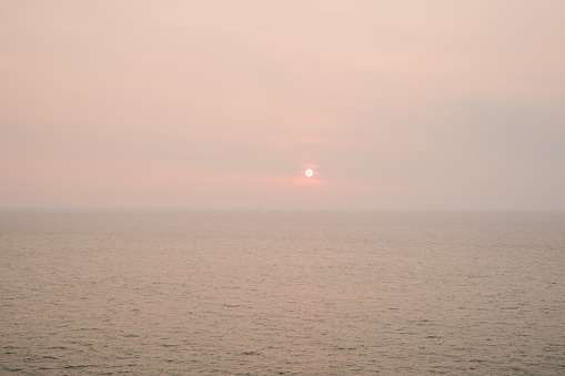 Sunset over the sea in India.