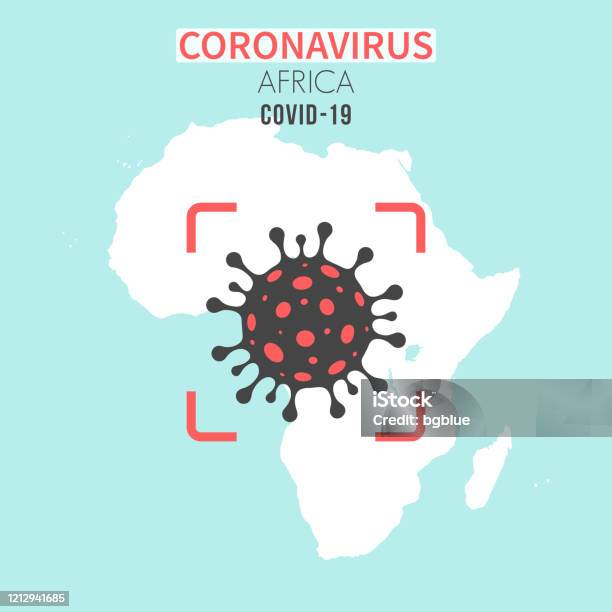 빨간 뷰파인더에 코로나바이러스 세포가 있는 아프리카 지도 아프리카에 대한 스톡 벡터 아트 및 기타 이미지 - 아프리카, 대륙-지리적 지역, 남아프리카공화국