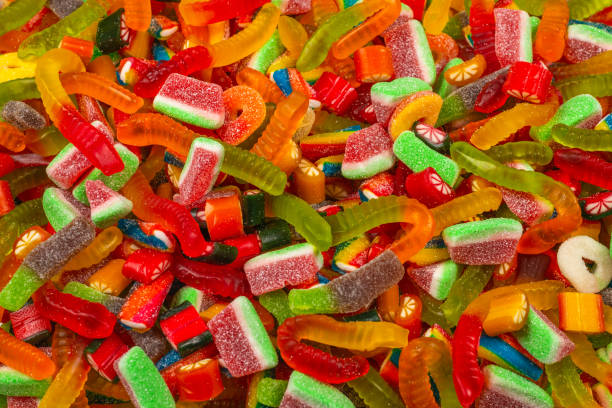 istock Assorted gummy candies. Top view. Jelly  sweets background. 1212944087