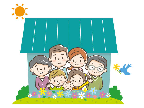 konzept der heimat einer jungen glücklichen familie. - white background image australia sunlight stock-grafiken, -clipart, -cartoons und -symbole