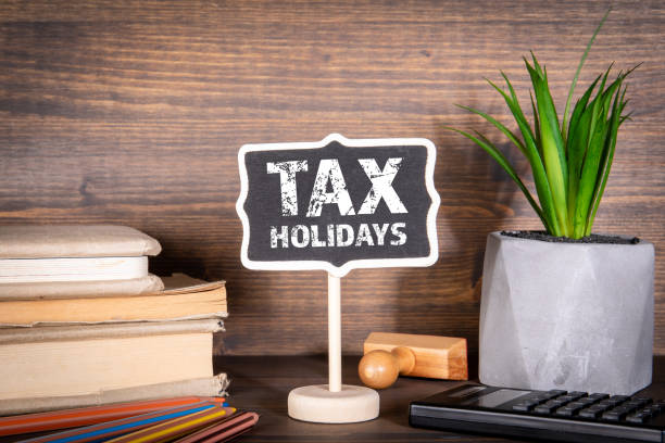 Tax holidays. Economic difficulties, crisis and recession concept stock photo
