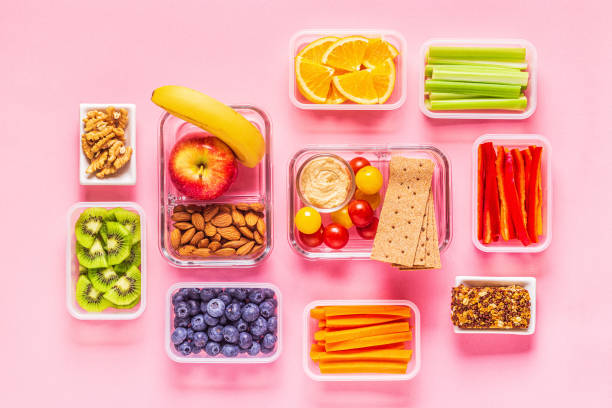 istock Healthy snack on a pastel background 1212945370