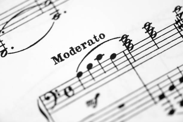 Musical score sheet music close up: Moderato