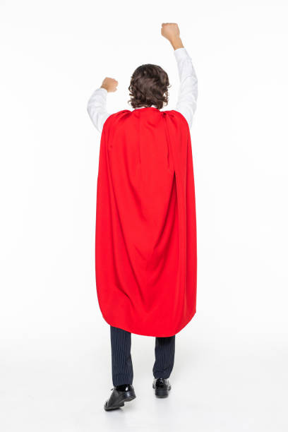 istock Super hero businessman isolated on white background 1212947343