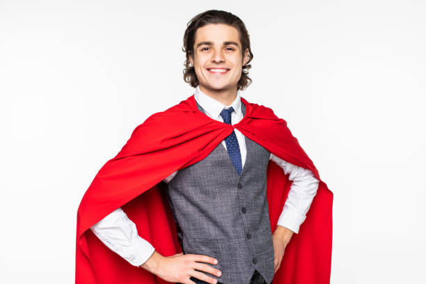 istock Super hero businessman isolated on the white background 1212947758