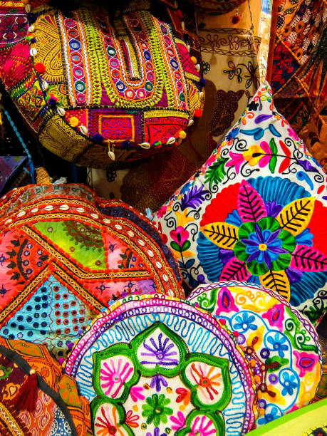 istock Bags and pillows on the flea market in Rishikesh. 1212949390