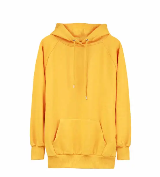 Yellow hoodie isolated on white,male seater,jumper with hood,sport clothing,men's clothes.