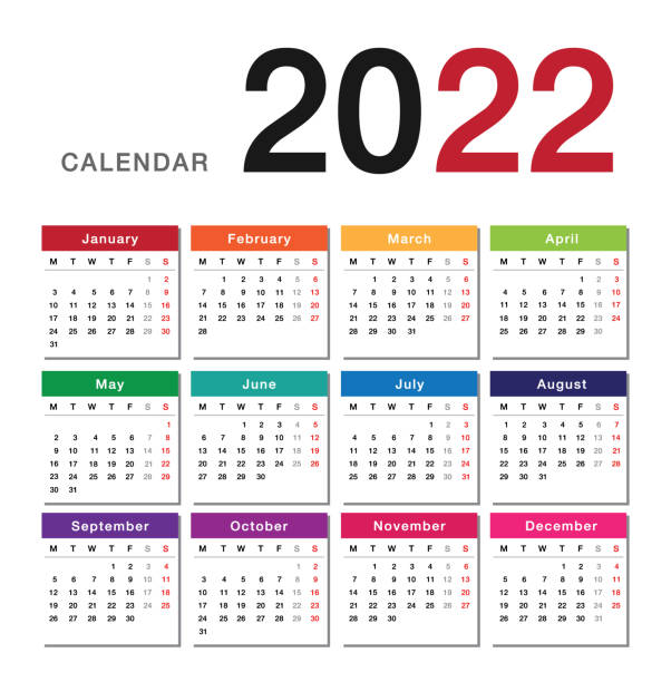 Year 2022 Calendar Horizontal Vector Design Template Simple And