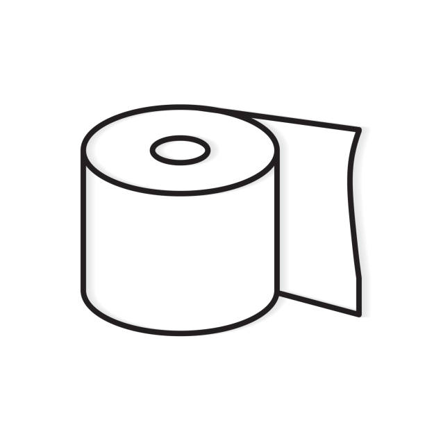 Cartoon Toilet Paper Roll Outline, Stamp & Color Clipart