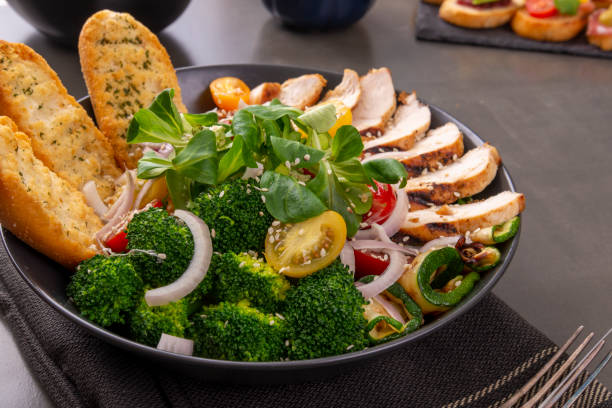 istock Salad of chicken breast with broccoli 1212964794