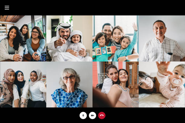 istock Screenshot of a videoconference with many people connecting together 1212964903