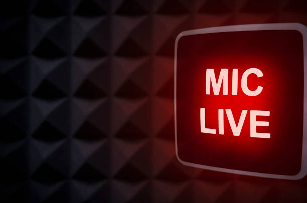 istock studio with acoustic panels and on air sign 1212966786