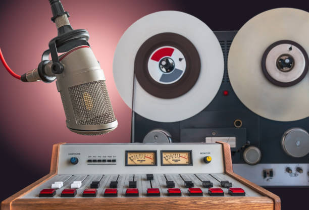 istock microphone, sound mixer and tape recorder 1212966861