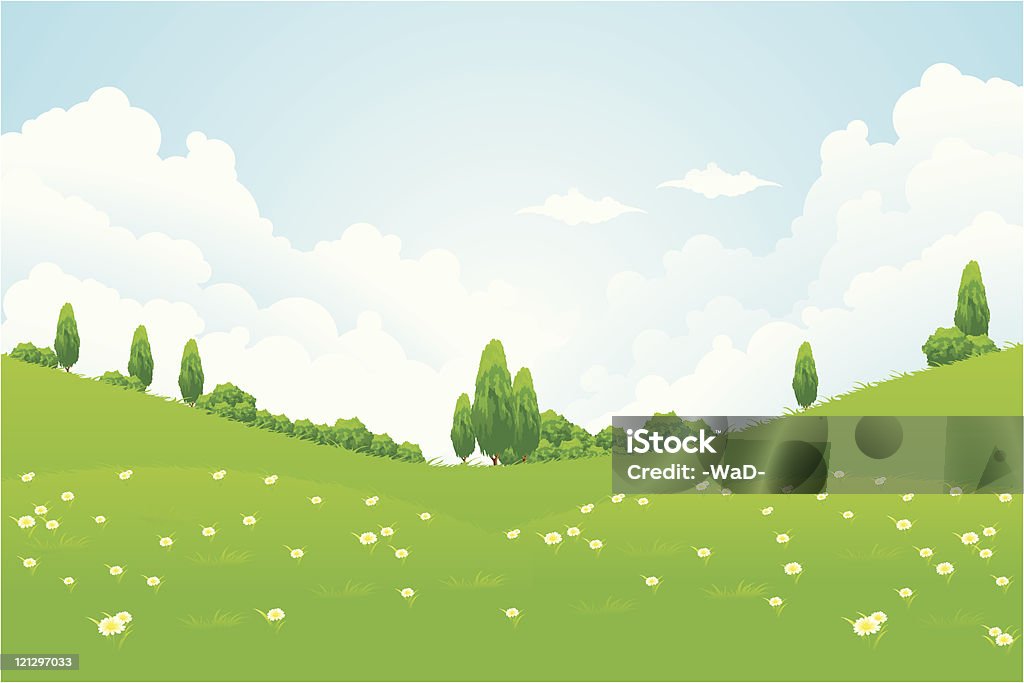 木々の緑豊かな景観 - Horizonのロイヤリティフリーベクトルアート
