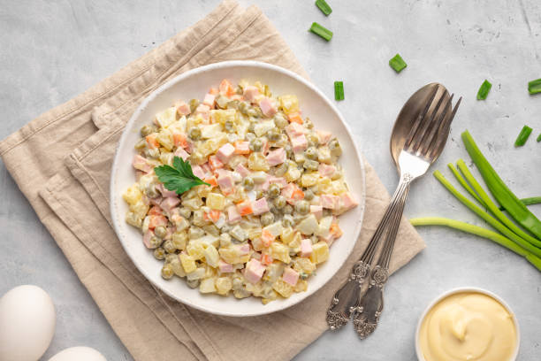 istock Russian salad Olivier with mayonnaise 1212970339