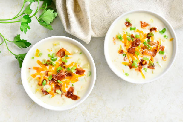 Creamy potato soup with bacon