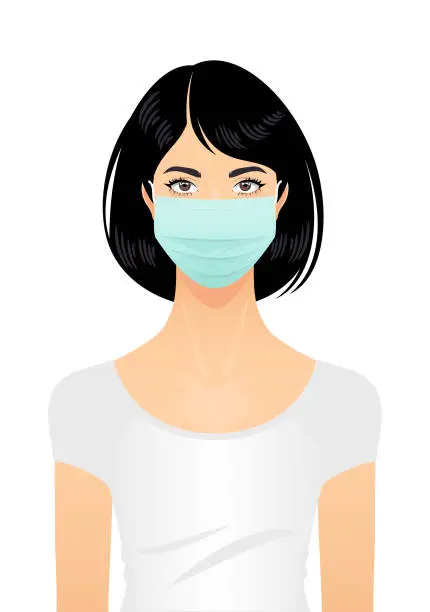 Vector illustration of Woman in a surgical mask