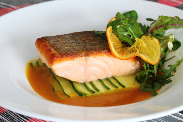istock Grilled salmon with zucchini 1212982818