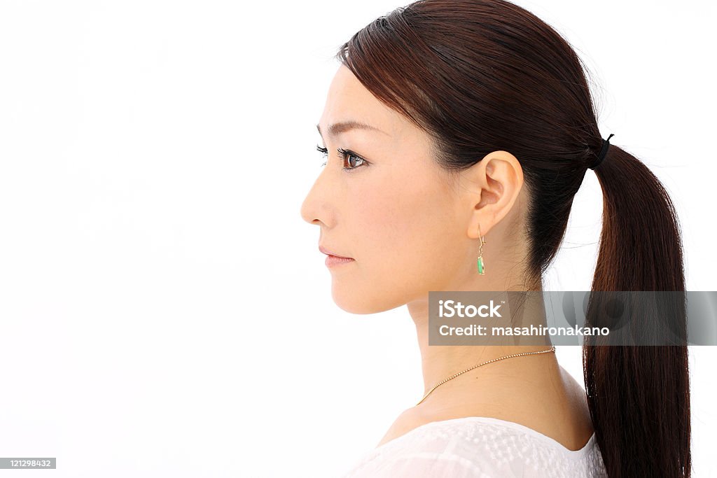 japanese woman  Profile View Stock Photo