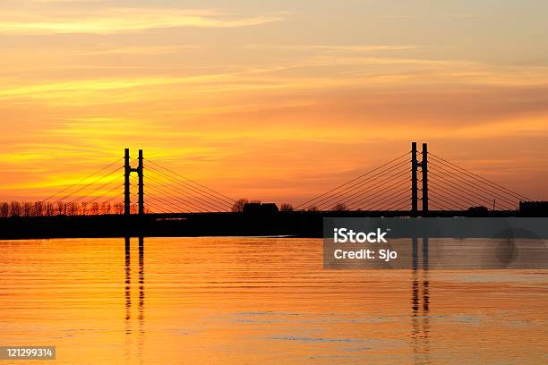 Sunset At The River Stock Photo - Download Image Now - Architecture, Black Color, Bridge - Built Structure