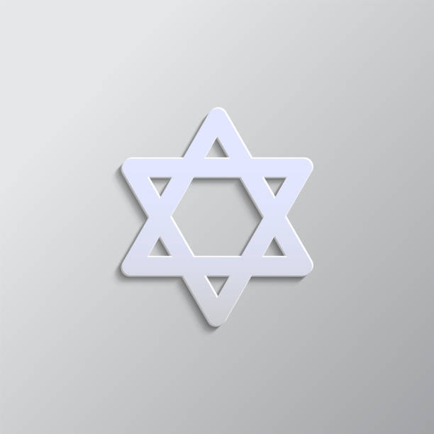 istock Israel star of david paper style, vector icon. Grey color vector background 1212994451