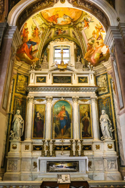 istock Interiors of catholic church (Cathedral of Santa Maria Annunziata) in Udine. 1212994804