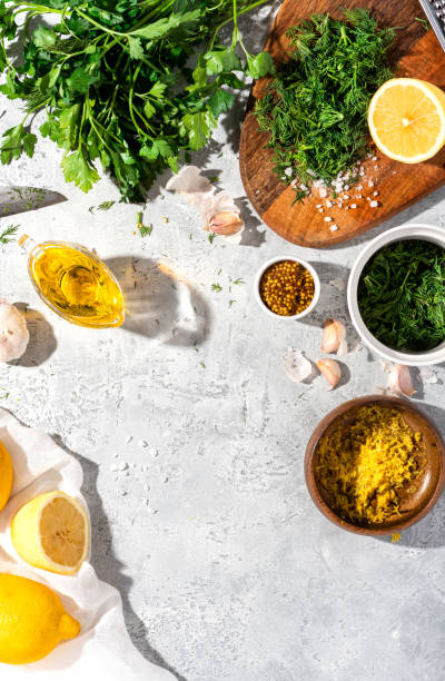istock Ingredients for making sauce or salad dressing. 1212996353