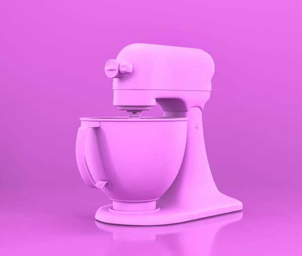 Mixer, Small kitchen appliances in flat pink color, single monochrome colors, 3d rendering, Isolated shot