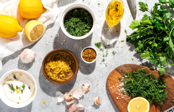 istock Ingredients for making sauce or salad dressing. 1212996471