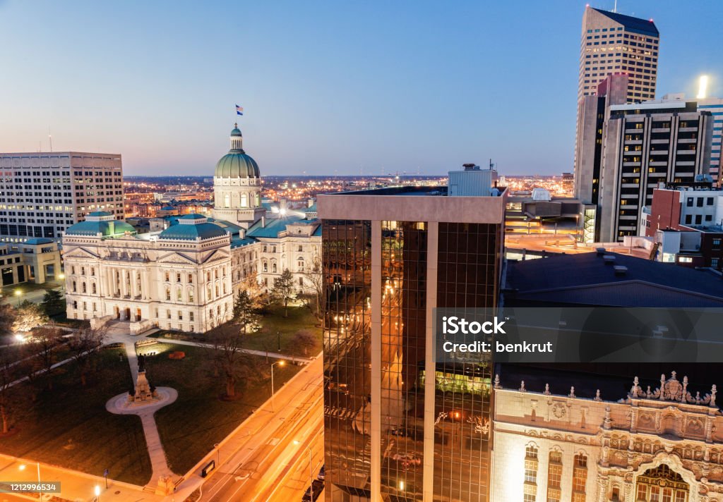 Indianapolis - State Capitol and downtown buildings Indianapolis - State Capitol and downtown buildings. 
Indianapolis, Indiana, USA Indiana Stock Photo