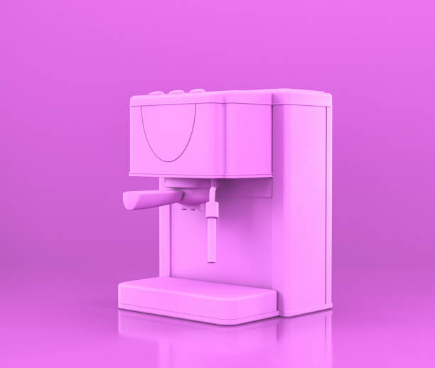 istock Espresso Maker, Small kitchen appliances in flat pink color, single monochrome colors, 3d rendering 1212996589