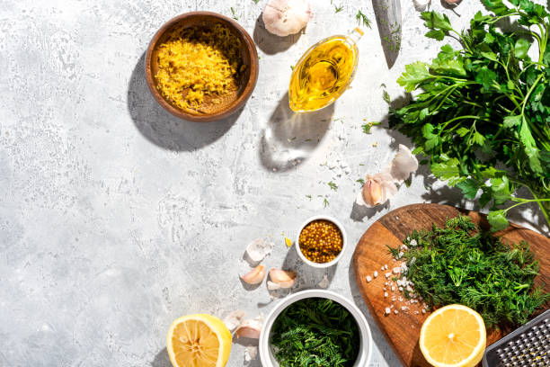 istock Ingredients for making sauce or salad dressing. 1212996790