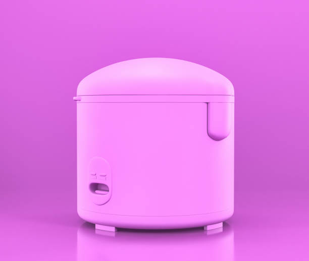 istock Rice Cooker, Small kitchen appliances in flat pink color, single monochrome colors, 3d rendering 1212997554