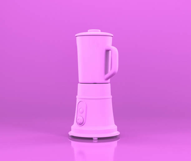 Blender, Small kitchen appliances in flat pink color, single monochrome colors, 3d rendering, Isolated shot