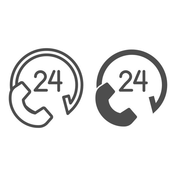 istock Around the clock line and glyph icon. Customer support center, phone and number symbol, outline style pictogram on white background. Business sign for mobile concept and web design. Vector graphics. 1213001519