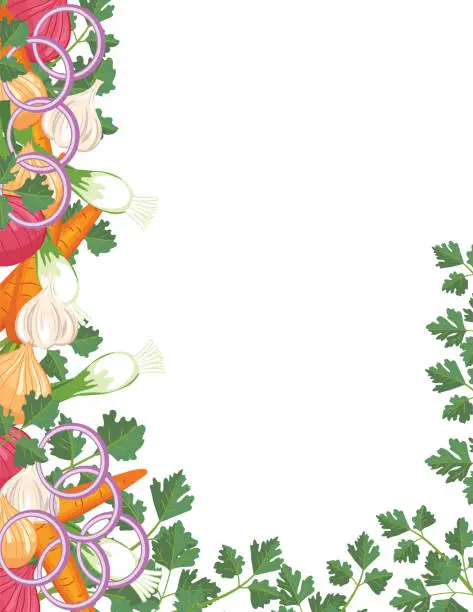 Vector illustration of Salad Vegetable Border