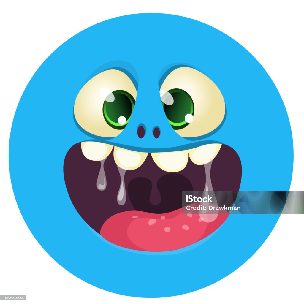 Funny Cartoon Monster Face Vector Halloween Monster Round Avatar Stock  Illustration - Download Image Now - iStock