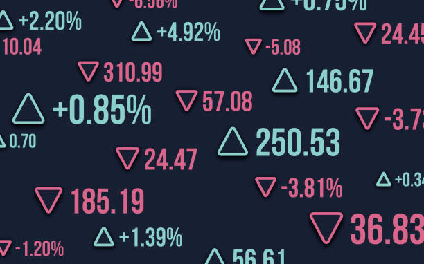 ilustrações de stock, clip art, desenhos animados e ícones de stock value numbers abstract - trading board illustrations