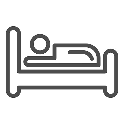 Bed line icon. Place for sleep, furniture object symbol, outline style pictogram on white background. Hotel business sign for mobile concept and web design. Vector graphics
